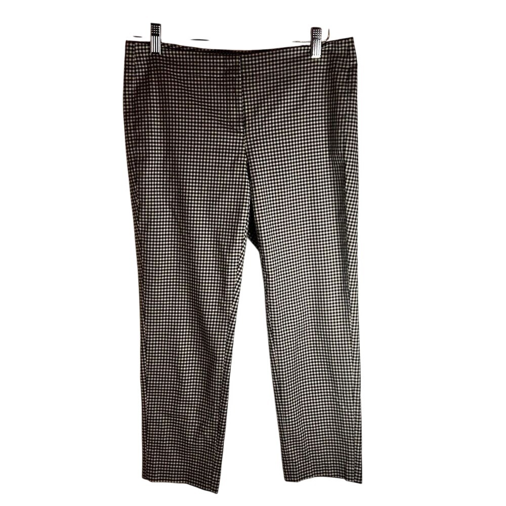 J.Jill Cropped Size 6 Petite Trouser Checkered Black Beige Career Travel Work